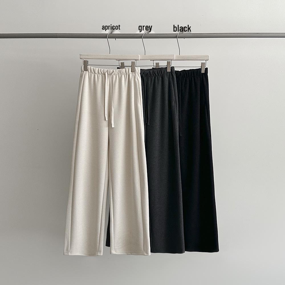 EVERTRUE Women s High Waist Lace-up Knitted Pants - Winter Korean Style, Loose Slimming Fit (38310) Small