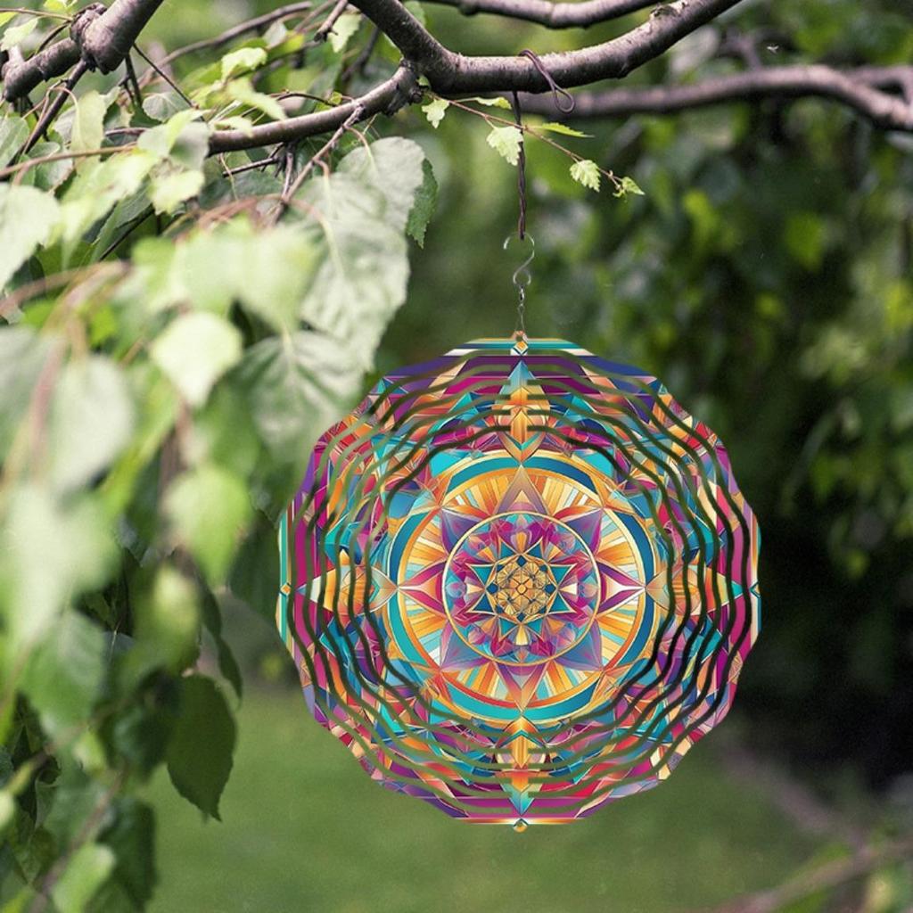 10 Inch Colorful Metal Wind Spinner with 360 Degree Rotating Hook No Battery Needed Vibrant Garden Decor Gift for Family Friends
