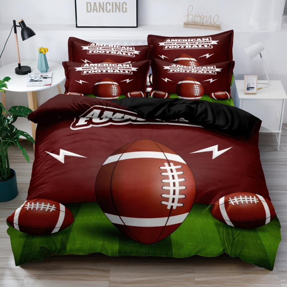 

3pcs Bedding Set Rugby American Football 3D Printed Cozy Soft Duvet Cover King Queen Twin Size Birthday Gift Boys Bedroom Decor EU Single 135x200cm