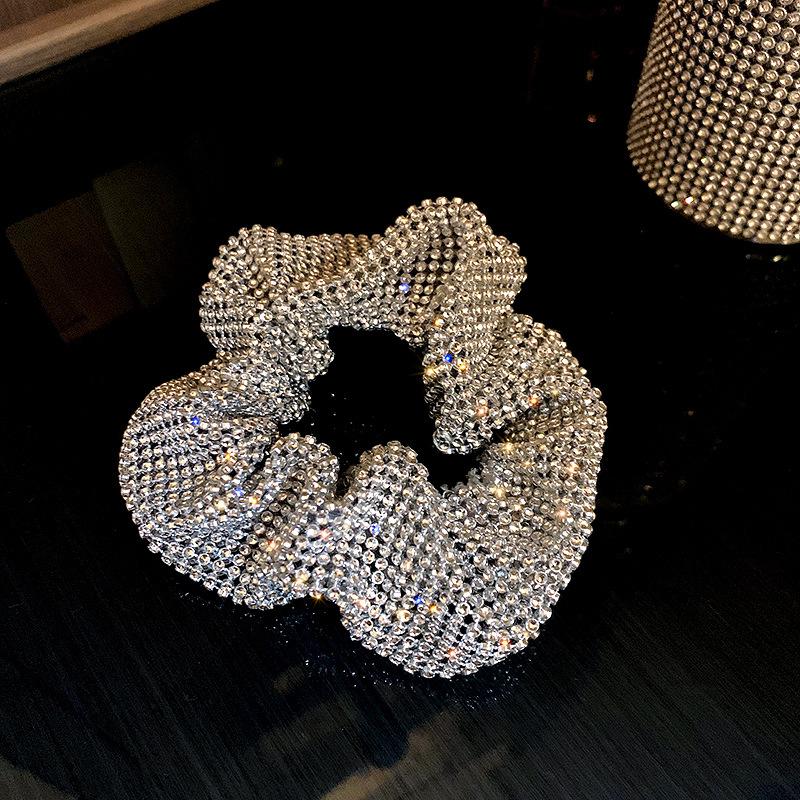 Sparkling Rhinestone Hair Rope Large Intestine Elastic Scrunchies Headband For Ponytail Female Hair Ring Hair Accessories K0