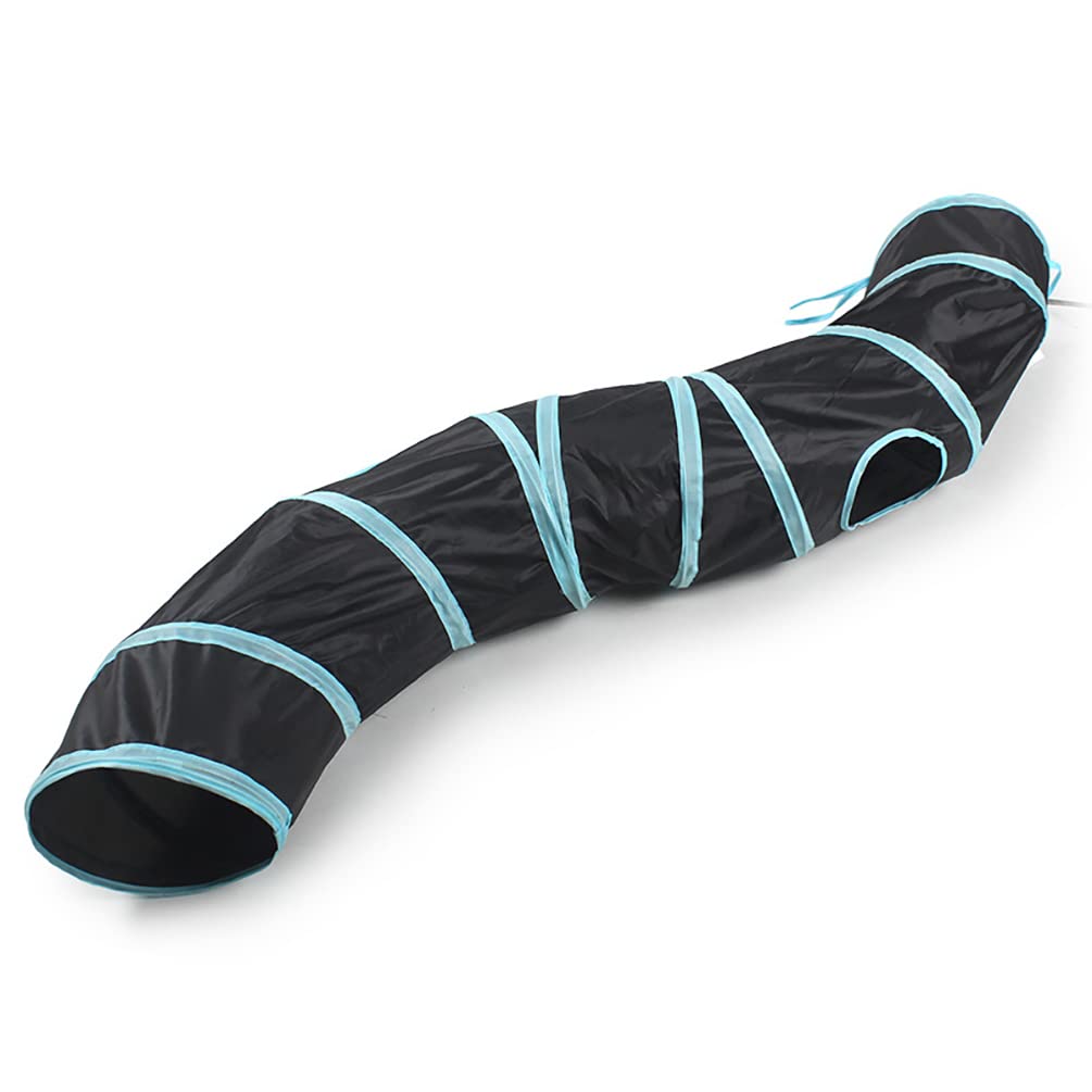 Foldable Pet Tunnel Toy with 3 Tunnels, Perfect for Puppies, Rabbits, Ferrets, and More, Includes a Chew Toy and Ball (Blue)