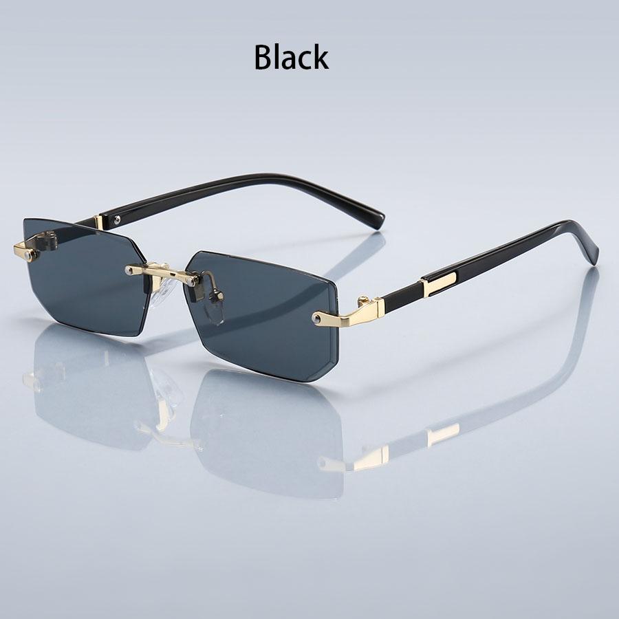 

Роскошные безободковые прямоугольные солнцезащитные очки с градиентными линзами унисекс, модные защитные очки, женские, мужские, цветные линзы, очки с металлической оправой