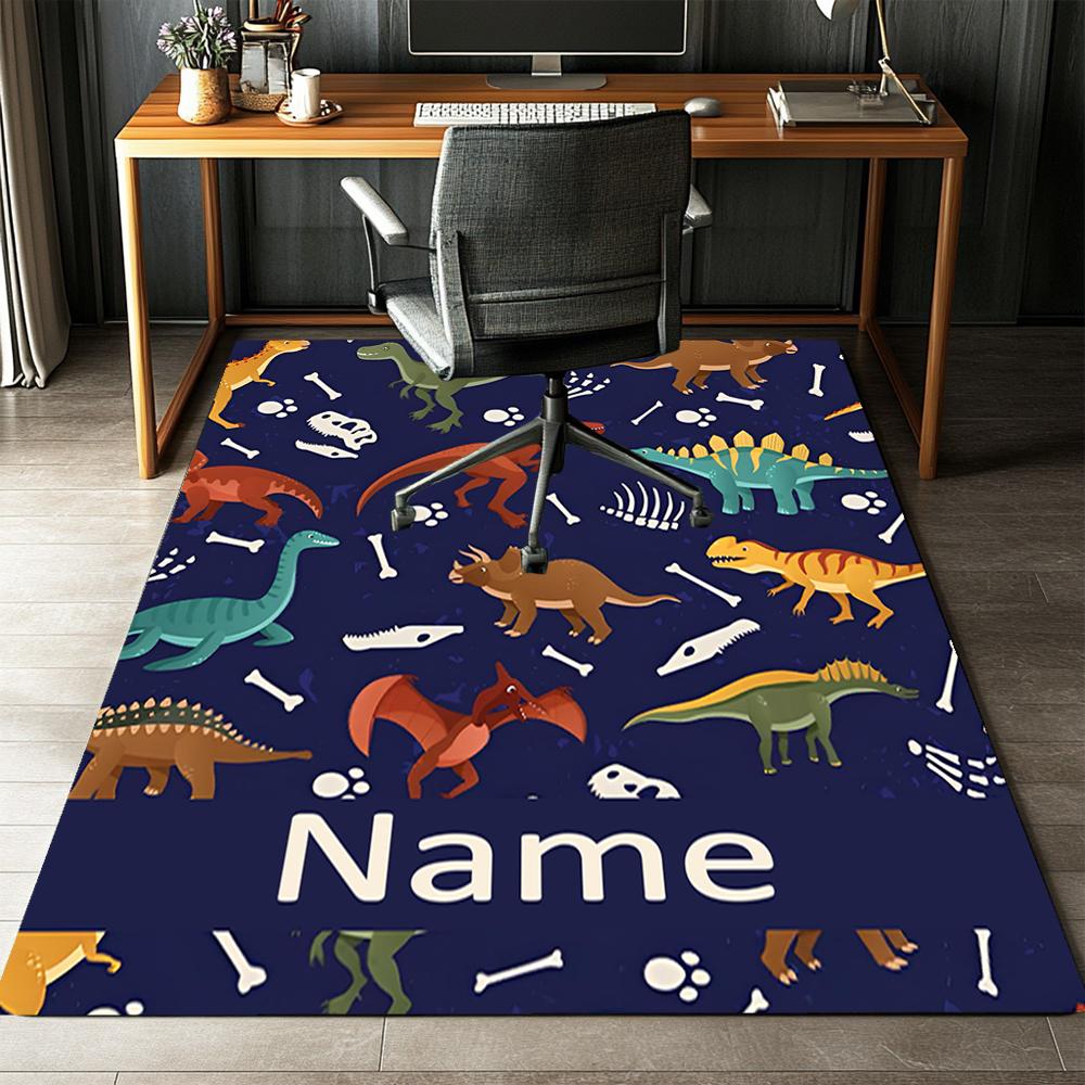 Custom Name Dinosaur Printed Carpet,Rug for Office Chair Living Room Bedroom Kitchen Room Decor Gifts.
