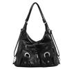 2025 New Simple Personality Versatile Fashionable Zipper Pocket Tote Bag Single Shoulder Bag Commuting Large Capacity Backpack