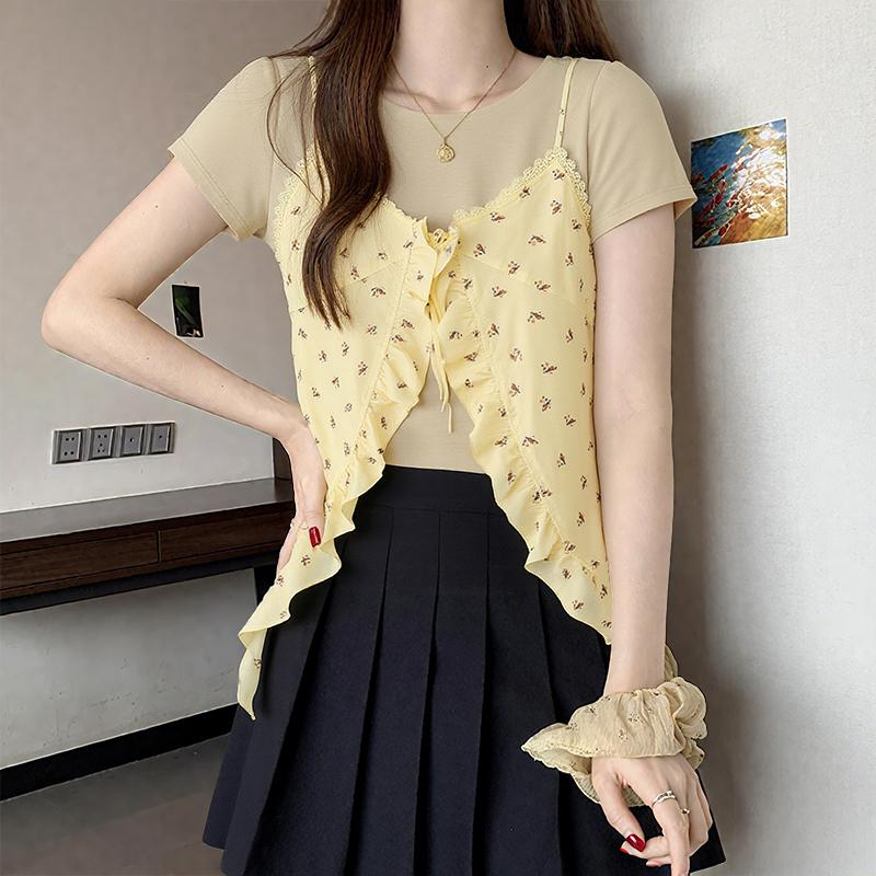 ZANZEA Women Casual Print Patchwork Summer Short Sleeve Blouse