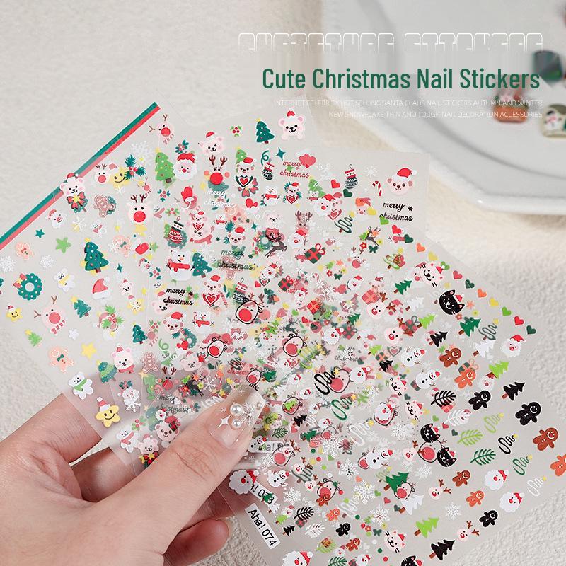 

3D Christmas Nail Stickers: Snowman, Snowflake, Santa Claus Gel Decorations