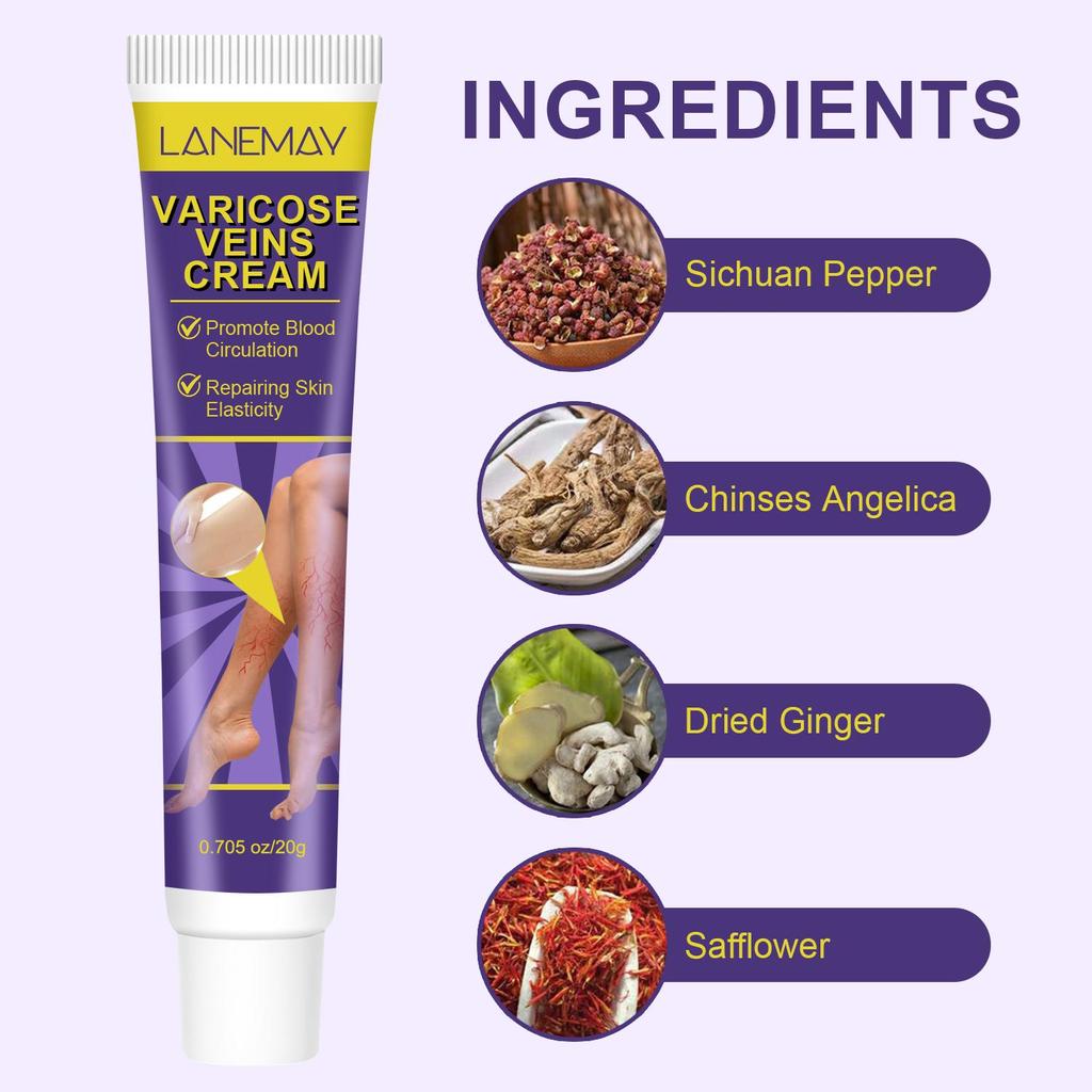 Varicose Veins Cream-Relief Phlebitis Angiitis-Promote Blood Circulation-Repair Skin Elasticity-Suitable For All Skin Types, 20g