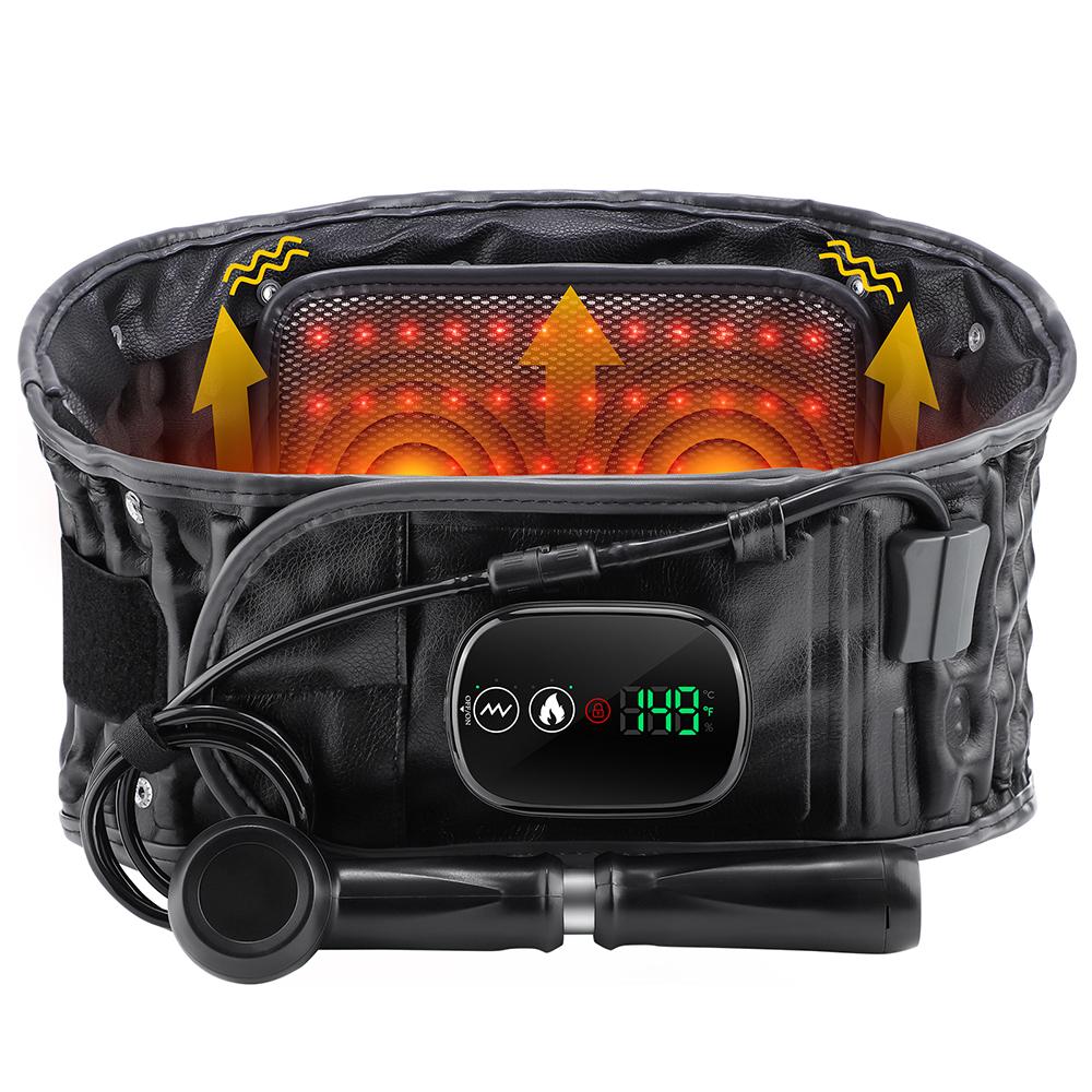 

Inflatable Led Heating Vibration Massage Belt USB Rechargeable Waist Support Back Fatigue Airbag Abdomen Comfort Device чорний