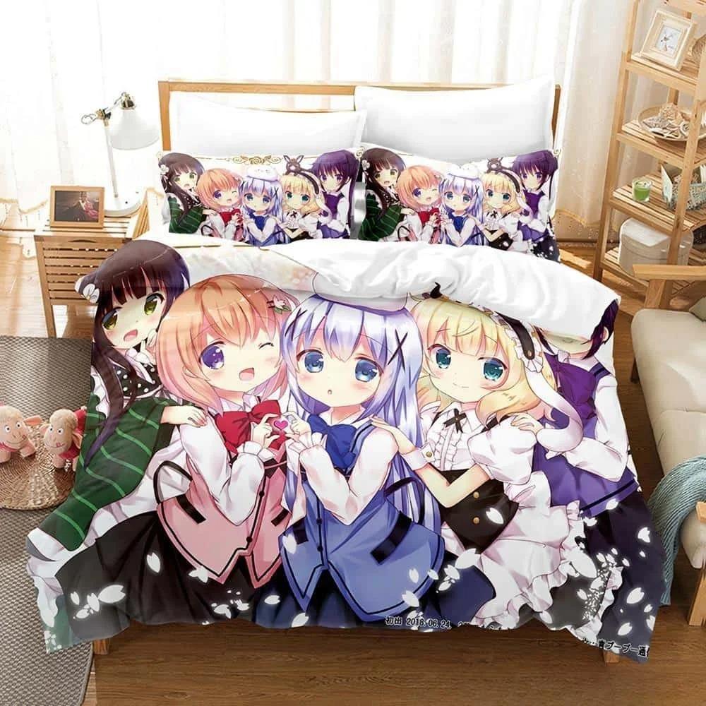 3D Print Anime Is the Order a Rabbit Bedding Set Single Twin Full Queen King Size Bed Set Adult Kid Bedroom Duvet Cover Sets