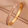  hot-selling light luxury Gypsy pink diamond titanium steel  women do not fade simple design row diamond arm ring