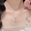 S925 Sterling Silver Interlocking Rings with Natural White Agate and Diamond Gourd Necklace – Elegant Clavicle Chain