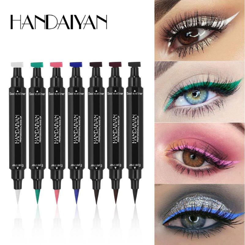 Schwarzer Eyeliner Stempel Dreieck Doppelseitiger Flüssiger Eyeliner Wasserdicht Schweißfest Schnell Trocknender Eyeliner Make-up Stempel Werkzeug Kosmetik