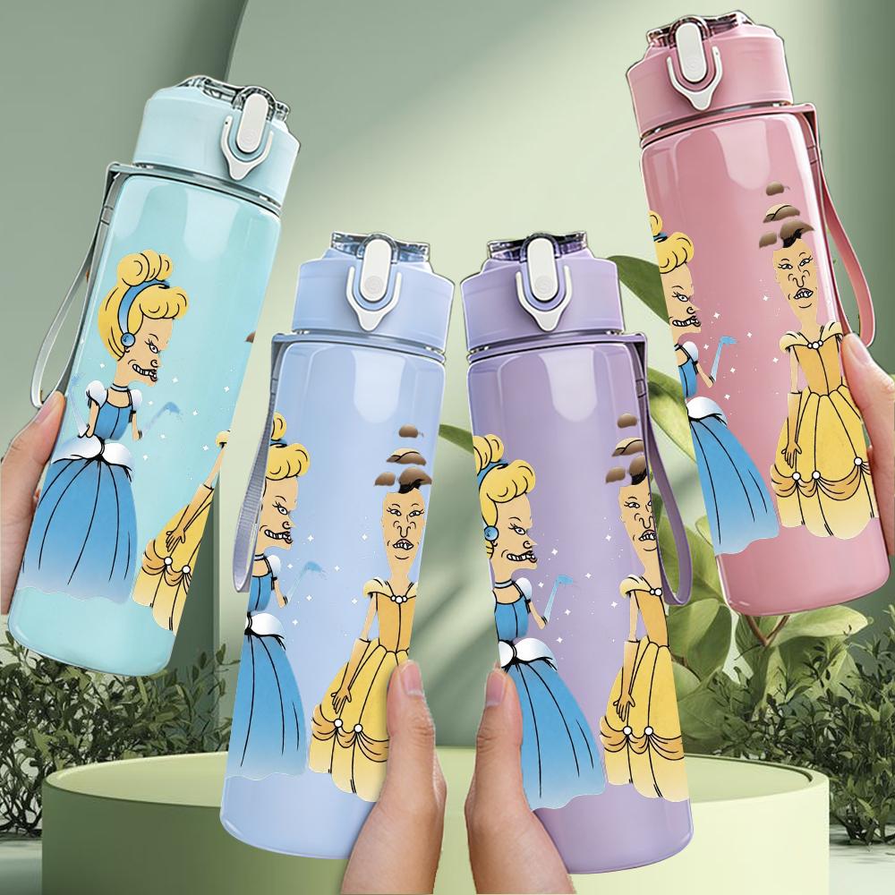 1PC Vintage Royal Princess Cartoon Lady Print 750ml Portable Sports Water Bottle Leakproof Gym Outdoor Travel Drink Cup
