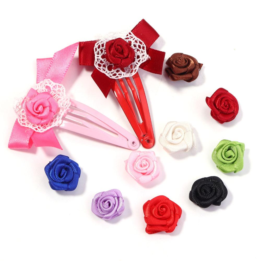 20pcs 1.5cm Polyester Rose Flowers Colorful Mini Artificial Flowers For Wedding Party DIY Wreath Clothing Headwear Decoration