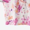 ZANZEA Women Summer Round Neck Loose Short Sleeve Print Blouse