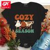 Unisex Fashion Cotton T Shirt Funny Fall Cozy Season Letter Print T Shirts Fall Cozy Season Graphic Short Sleeve Unisex Casual Tees