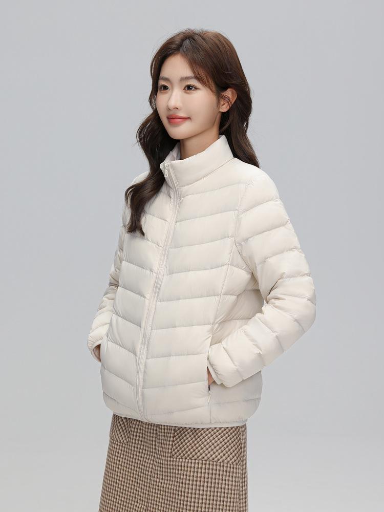 2024 Women's Slim Fit Lightweight Down Jacket - Autumn/Winter, Short, 90% White Duck Down, Stand Collar, Korean Style, Plus Size Available.