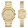 Armani Exchange Gold Tone Stainless Steel Chronograph Watch Pair Gift Set Ax7171