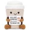 Lustige Häkel-Kaffee-Puppe zur emotionalen Unterstützung mit Karte Desktop-Ornament Handgefertigt Gestrickte Kaffee-Puppen Weihnachtsgeschenke Heimdeko