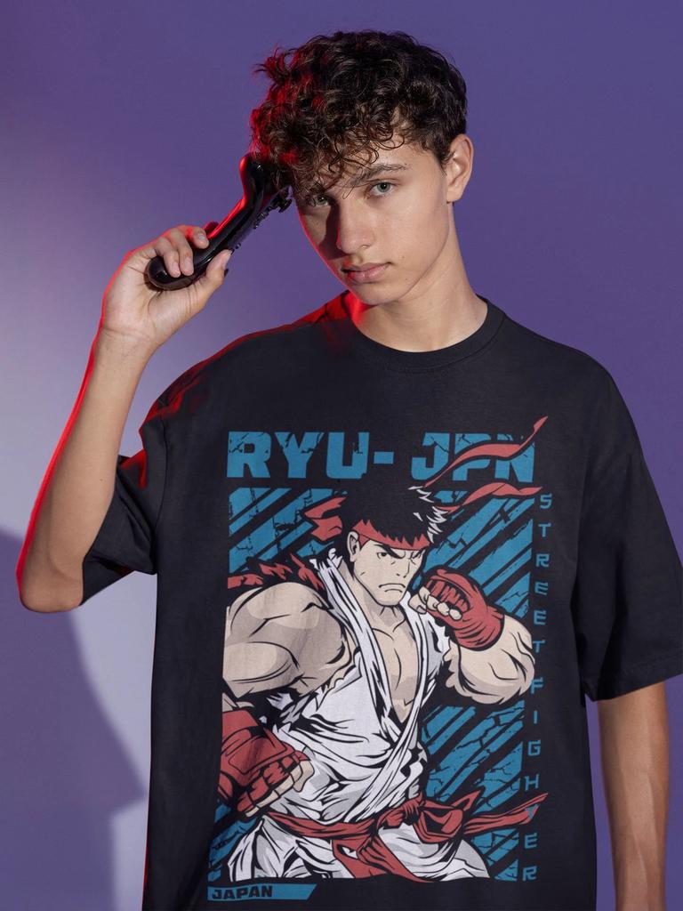 Ryu SFII Turbo Hyper Fighting Premium Herren Damen T-Shirt Sommer Reine Baumwolle Lässig Sport Locker und Modisch Kurzärmliges Oberteil