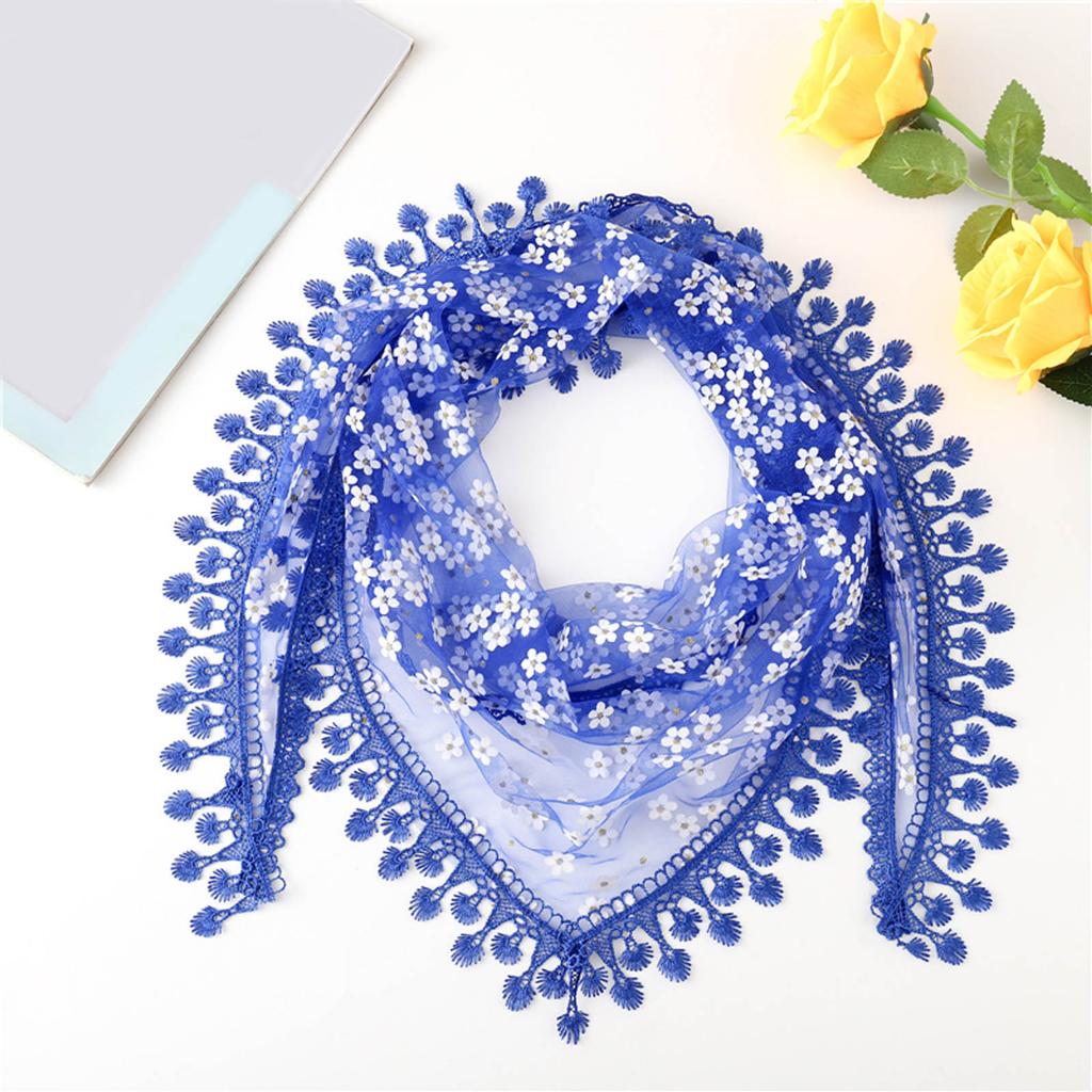 (Projector)Fashion Lace Tassel Sheer Burntout Flower Scarf Shawl