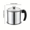 Stainless Steel Grease Keeper with Strainer - Oil Storage Pot with Lid and Safe Pouring Handle for Kitchen Cooking Oil Filtration and Storage