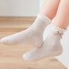5 Pairs Kids Cotton Mesh Socks Summer Thin Breathable Cartoon Flower Princess Casual Short Socks For Girls And Boys
