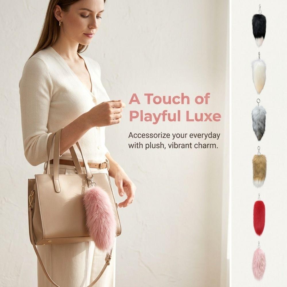 Plush Faux Fur Charm Long Tail Plush Tail Pendant Cute Plush Tail Keychain Handbag Accessory