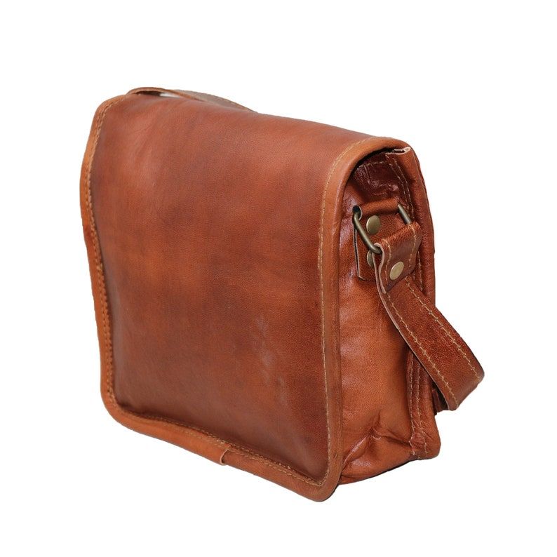 Handmade Small Leather Satchel Bag iPad Bag Office Bag Gift for Men and Women Distressed Shoulder Bag