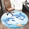 Dolphin Sea Starfish Chair Mat Round Rug-Office Carpet, Machine Washable, Non-slip, Suitable for Living Rooms, Bedrooms
