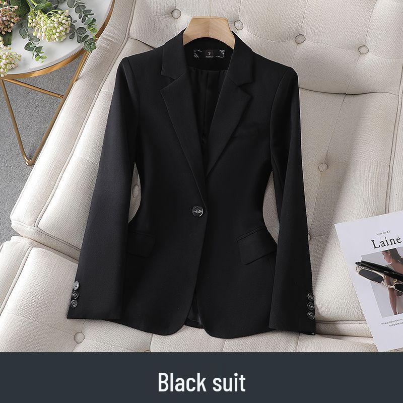 

Женский пиджак-костюм петит черного цвета - Повседневный блейзер высокого класса для осени/зимы 2025 S: 155-175cm/80-100kg чёрный