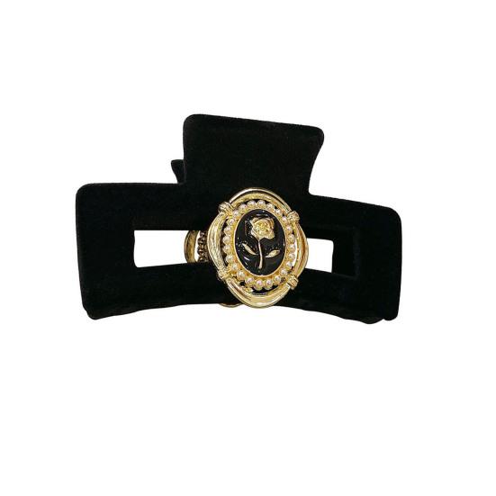 

Женский бархатный зажим для волос с камелией, декор из искусственного жемчуга, винтажный прямоугольный зажим с перекрестными зубцами, сильный коготь, противоскользящий женский зажим для волос, коготь для волос A