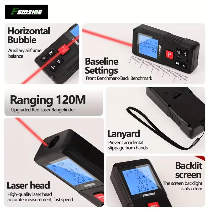 High-Precision Infrared Red Light Rangefinder - Handheld Indoor/Outdoor Electronic Tape Measure