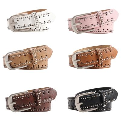 Fashionable Americanly Design Women's Belt With Decorative Studs Adjustable Waist Strap In Practical PU Waist Belt