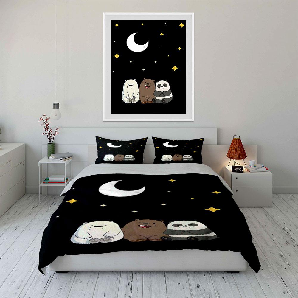 Crescent moon, stars, bears. Bedding sets Duvet cover sets Duvet covers Pillowcases(1 * Duvet Cover 2 * Pillowcases without duvet insert)