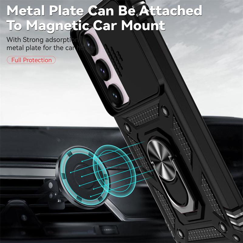 For Samsung Galaxy S23 FE Case Cover Samsung S23 FE Capas Phone Bumper Armor Slide Camera Lens Ring Holder Fundas Samsung S23 FE