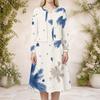Women Plus Size Printed Round Neck Long Sleeve Cardigan Sleeveless Long Dress Two Piece Set