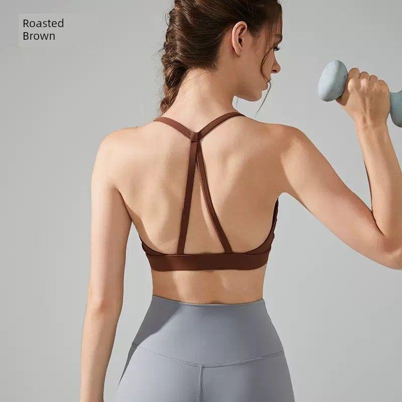 

New Arrival 2025 Sports Bra Yoga Tops High Strength Professional Workout Underwear Bubble Wrap Yoga Beauty Back Push up CHESTNUT XL