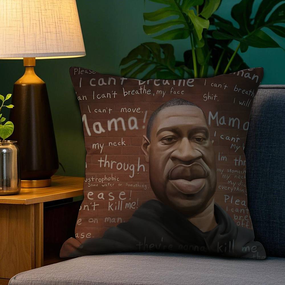 Famous G-George F-Floyd Pillow Case Anti-dustmite Pillowcase Invisible Zipper Silky Short Plush Sofa Cushion Cover