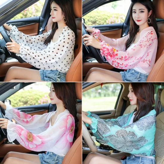 Women's Chiffon Anti-UV Long Sleeve Driving Scarf