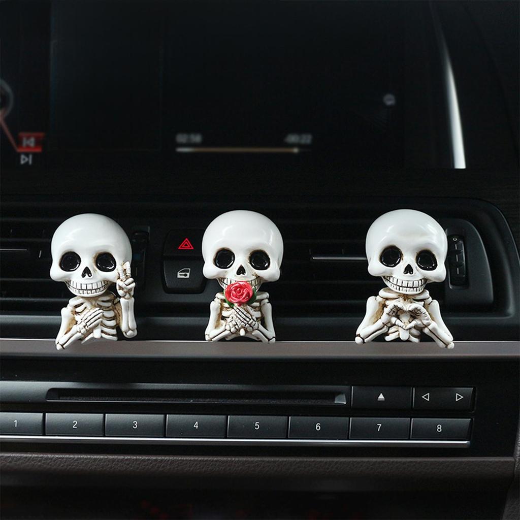 Skull Car Vent Clips Air Freshener Spooky Skeleton Halloween Auto Decor Long-Lasting Vent Clips Skull Air Freshener For Interior