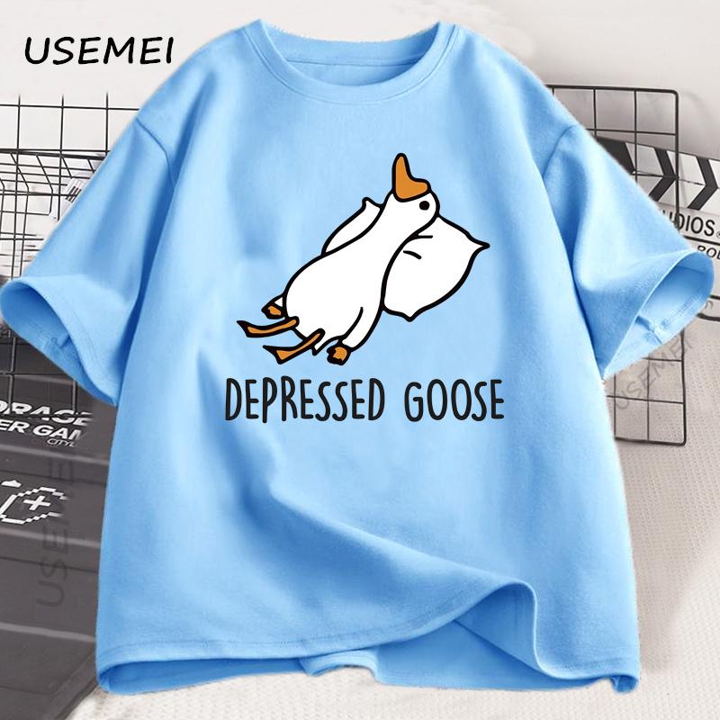 

Депрессивная футболка с гусем, Забавные графические футболки Харадзюку с круглым вырезом, Мужские и женские футболки с коротким рукавом, Мужская дизайнерская одежда, Уличная одежда 4XL