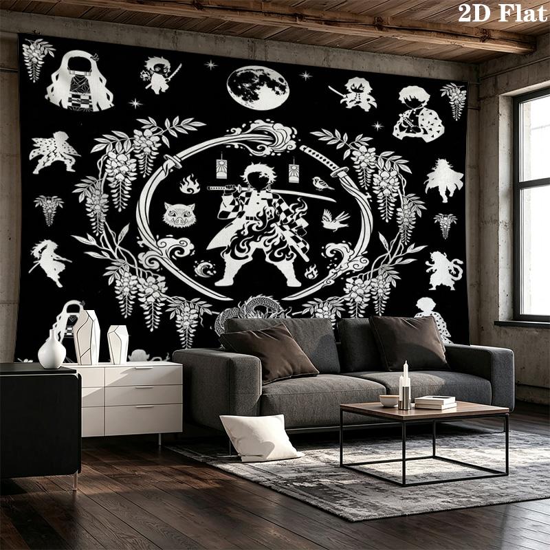 Demon Slayer Wall Tapestry Aesthetic Wall Hanging Printed Fabric Blanket Decorative Tapestries For Bedroom Living Room Home Decor