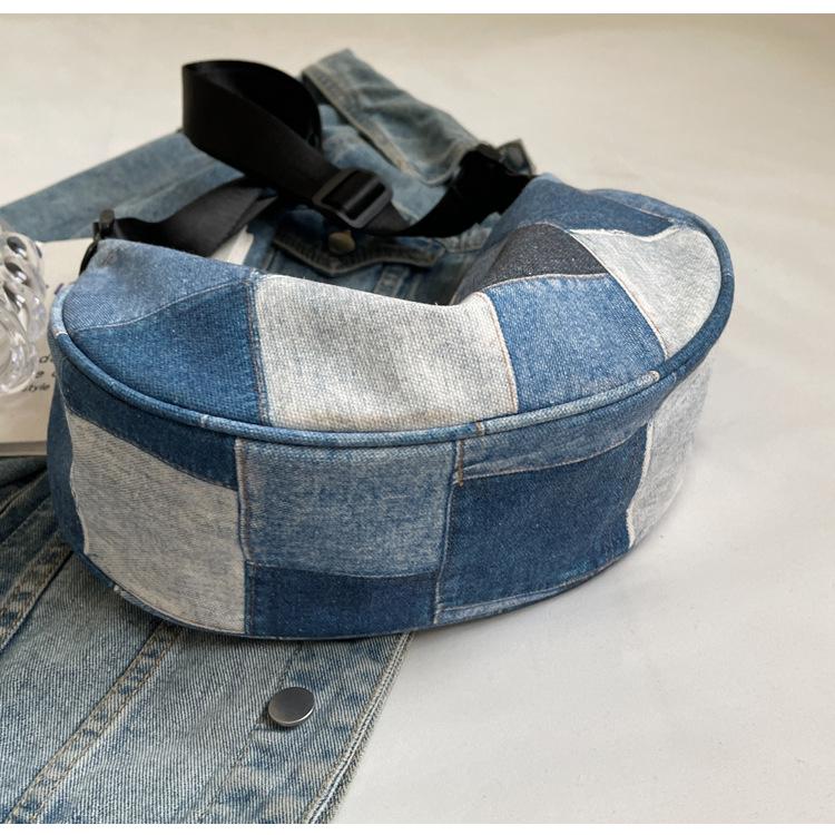 Neue lässige Jeanstasche, modische, vielseitige, karierte Umhängetasche mit großem Fassungsvermögen, trendige, coole, personalisierte Reise-Umhängetasche für Damen