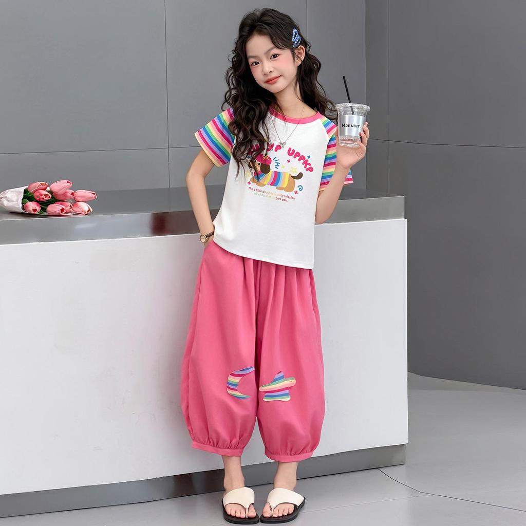 Girls' Summer Fashion 2026 Two-Piece Set: Stylish and Casual Outfit for Middle and Big Kids