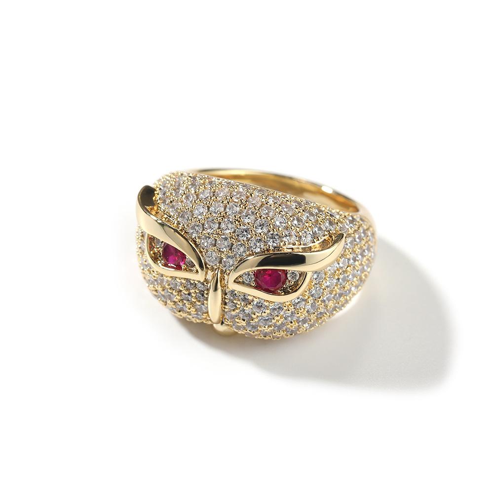 Creative Owl Ring Hip Hop Personality Copper Set 5A Zircon Animal Ring Trend Accessories