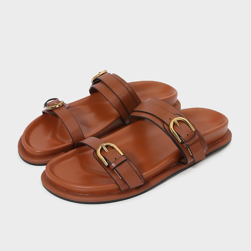 Fashion Retro Cross Band Women's Beach Shoes Thick Sole 2025 Summer Casual Outdoor Ladies Slippers Big Size Non Slip Female Slides