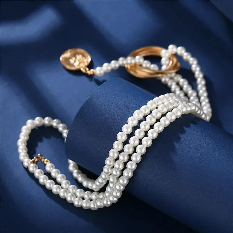 Long Vintage Pearl Pendant Necklace for Women Elegant Beaded Long Tassel Sweater Collar Chain Temperament Fashion Jewelry