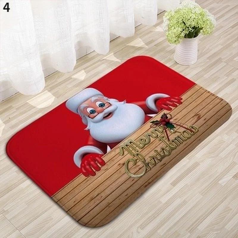 Christmas New Year Festive Santa Claus Elk Floor Mat Bedroom Bathroom Home Absorbent Non-slip Floor Mat