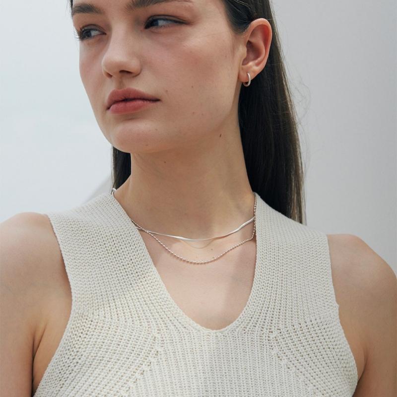 VERTE 925 Silver Mini Rizi Necklace   un.Silver.101